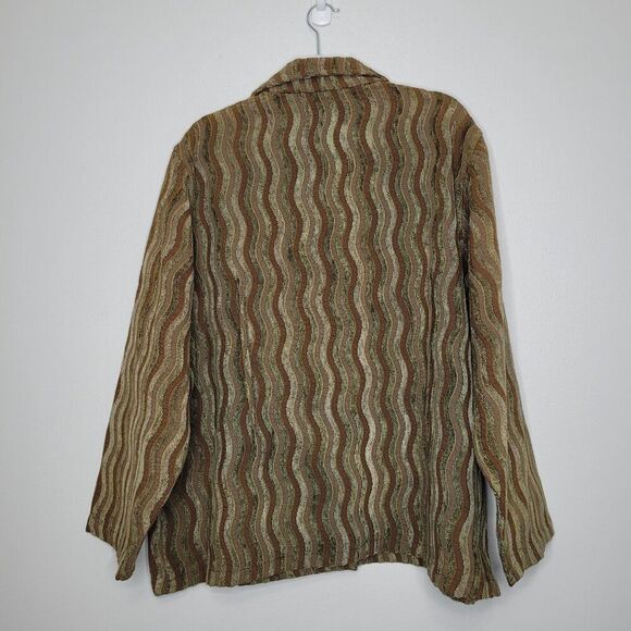 Parsley & Sage green brown groovy quirky button front plus size jacket 3x - Picture 2 of 8